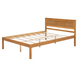 ZNTS Platform Bed Frame with Headboard, Wood Slat Support, No Box Spring Needed, Full, Oak 00265555