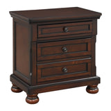 Classic Transitional Nightstand Brown Cherry Finish Birch Veneer Hidden Drawer Bun Feet Bedroom B01146214