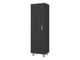 Vernon Slim Storage Cabinet with 4-Tier Shelf and Broom Hangers, Black Wengue B097P474306