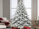 7ft Flocked Christmas Tree with 1514 Tips, Realistic PEPVC Snowy Hinged Tree with Metal Stand, Full 02903371