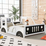 Full Size Classic Car-Shaped Platform Bed with Wheels,White WF306743AAK