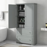 ZNTS Wide Bathroom Storage Cabinet, Freestanding Storage Cabinet with Two Drawers and Adjustable Shelf, WF312729AAE