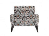 Enna Accent Arm Chair in Amber Damask Pattern with Dark Brown Solid Wood Legs B127P409852