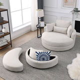 Welike Swivel Accent Barrel Modern Sofa Lounge Club Big Round Chair with Storage Ottoman W83469808