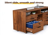 Wooden Filing Cabinet, 4 Drawers, Walnut, P2 Particle Board with Melamine Facing 39071771