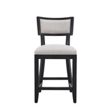 26.5" Counter Stools Set of 2, Upholstered Counter Height Bar Stools with Comfy Back, Solid Rubber 72643.00BGECHOC