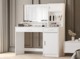 Vanity Desk with Mirror and LED Light Strip,Dressing Table with Large Drawer, 3 Level Storage W2386P233325