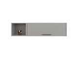 Wall Shelf 14.9" H, with 1 Door and 3 Shelves, Smokey Gray B097P250878