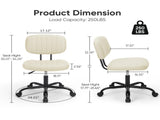 Armless Office Chair Adjustable PU Leather Desk Chair with Wheels Padded Low-Back Swivel Vanity 46981750