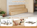 47" Foldable Picnic Table with 2 Benches, Solid Fir Wood Outdoor Dining Set with Sturdy Metal Frame 56401921