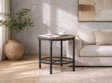 Round 2-Tier Side Table, 19.7" x 19.7" x 24", Melamine MDF & Metal Frame, 45187043