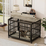 Furniture style dog crate wrought iron frame door with side openings, Grey, 43.3''W x 29.9''D x W1162119832