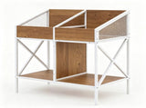 2-Tier Vinyl Record Storage Rack, Industrial Wood & Metal Record Display Stand with Anti-Tipping 32470131
