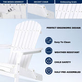Wood Lounge Patio Chair for Garden Outdoor Wooden Folding Embossed Adirondack Chair Set of 2 Solid W1390P277608