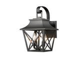 Black Outdoor Wall Lantern 2-Light, Large Outside Modern Wall Sconce Fixture, Industrial Porch W2714P218530