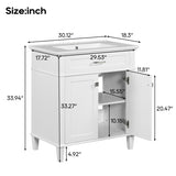 ZNTS 30-inch bathroom vanity with ceramic basin, soft close door and adjustable shelves N729P173380K