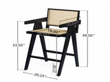 27'', Modern Minimalist Bar Stool with Cane Seat, Solid Wood Frame N780P237929B