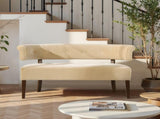 Jared Roll Arm Tufted Bench Settee, Fawn Brown Performance Velvet B2719P355287