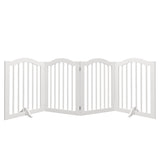 27.6" Height Tall Freestanding Pet Gate, 4 Panels Foldable Dog Gate, Solid Wood Folding Safety Fence 04478845
