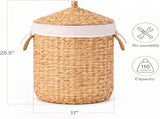 Round Laundry Hamper with Lid, Woven Natural Water Hyacinth Laundry Hamper 81309200