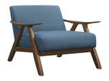 Modern Home Furniture Blue Fabric Upholstered 1pc Accent Chair Cushion Back and Seat Walnut Finish B01172866