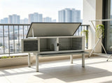 Gray Indoor/Outdoor Elevated Rabbit Hutch Wooden Bunny Cage with Hinged Asphalt Roof & Removable 19785345