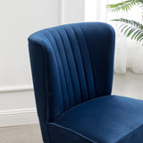 ZNTS Elon Contemporary Velvet Upholstered Accent Chair, Blue T2574P164255