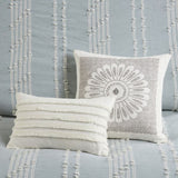 3 Piece Cotton Jacquard Comforter Set Aqua Full/Queen B03596412