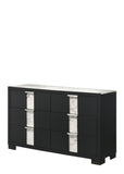 1pc Contemporary Dresser Six Drawers Metal knobs Black White Finish Bedroom Wooden Furniture B011P255295