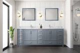 Dark Grey Double Bath Vanity 84 in. W x 22 in. D, Carrara Marble Top, and Faucet Set B2731P259152