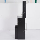 Small Size Left Drawer Desktop Vanity Table Cushioned Stool, Extra Large Sliding Mirror, Multi W936P226017
