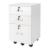 ZNTS White Wood Grain Density Board Three Drawers Wooden Filing Cabinet 70600637