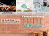 11Pcs Silicone Cooking Utensil Set Heat Resist Wooden Handle Silicone Spatula Ladle Spaghetti Server 78150001