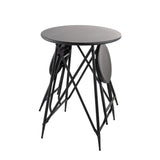 60.83x24x32.3" Black Stowable Side Table and Two Seats W2078P282279