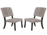 Set of 2 Side Chairs with Fabric Padded Seat and Back, Beige and Weathered Gray Oak B016P314612