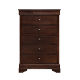 ZNTS Louis Philippe Style 1pc Chest of Drawers Brown Cherry Finish Okume Veneer Bedroom Furniture B01146480