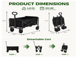 Collapsible Folding Wagon, Heavy Large Capacity Garden Wagon, Big Bucket Beach Cart with 03522065