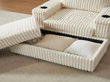 42.5-inch corduroy single recliner with backrest pillow, cup holder design, storage footrest, W834P375116
