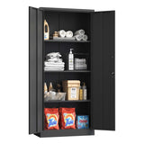 71"H Metal Garage Storage Cabinet, Black Tool Steel Locking Cabinet with Doors and 3 Shelves, Tall 81017127