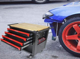 4 DRAWERS MULTIFUNCTIONAL TOOL CART WITH WHEELS AND WOODEN TOP 48936542