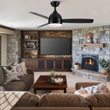 Smart 48 in. integrated LED Balck Ceiling Fan with Remote Contorl and Plywood Blades W1367P182810