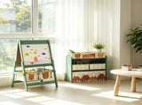 Green Kids Toy Organizer & Easel Set 6 Storage Bins, Blackboard Whiteboard for Playroom Ages 3-8 47580920