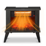 ZNTS 15" Electric Fireplace Heater, Freestanding Wooden Fireplace Stove with 3D Realistic Flame, 00157505