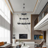 27 Light Metal Ring Chandelier Black W1340P241302