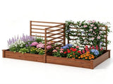 Brown Fir Wood Raised Garden Bed with 3 Climbing Trellises, 2 Large Open-Base Planting Boxes Modular 75092902