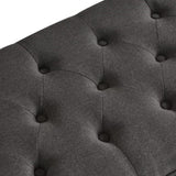 Upholstered tufted button storage bench ,Linen fabric entry bench with spindle wooden legs, Bed W2186P151307