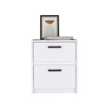 Nightstand 18"H , 2 Drawers with Metal Handles, White B097132931