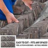 40 Pcs Dark Brown Wood Grain PVC Floor Stickers Peel & Stick For Walls & Floors 32855251