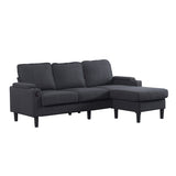 dark grey color knock down 3-seat combo sofa with storage ottoman for living room apartment bedroom W2603P169692