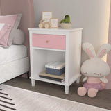 26.77''H Wooden Nightstand with One Drawer One Shelf for Kids, Adults, Pink 61855296